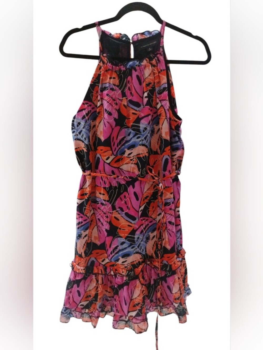 Tommy Hilfiger Flowy Colorful Ruffle Dress SZ M